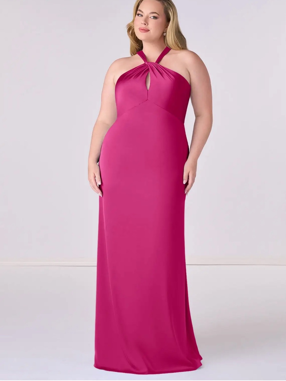 Azazie Fuchsia One-Shoulder Twist Maxi Dress